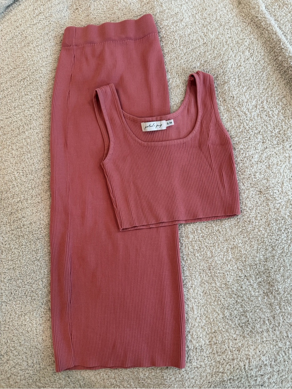 Petals and pup Pink Ribbed Knit Two-Piece Set